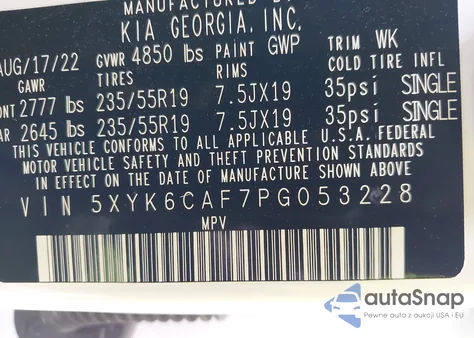 2023 Kia Sportage X-Line z USA, uszkodzony, nr VIN 5XYK6CAF7PG053228